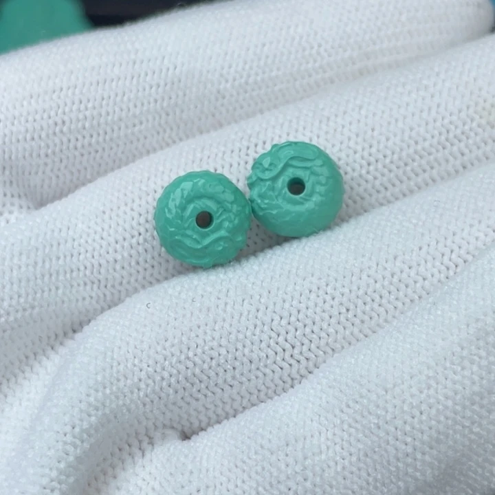 高瓷绿10mm龙扣一对