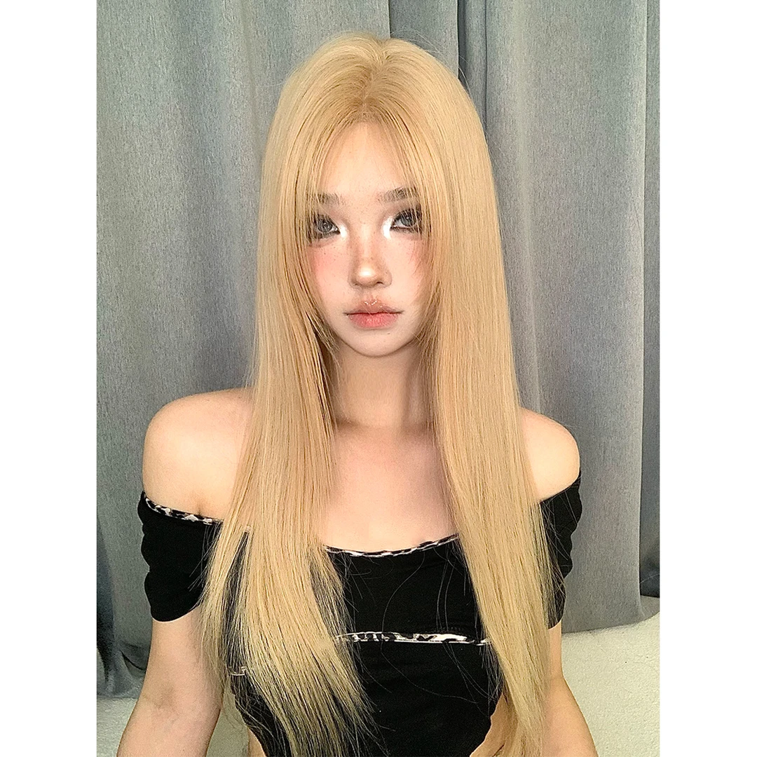 【白金girl】AG假发长发时尚金色lolita自然中分长直发可爱全头套