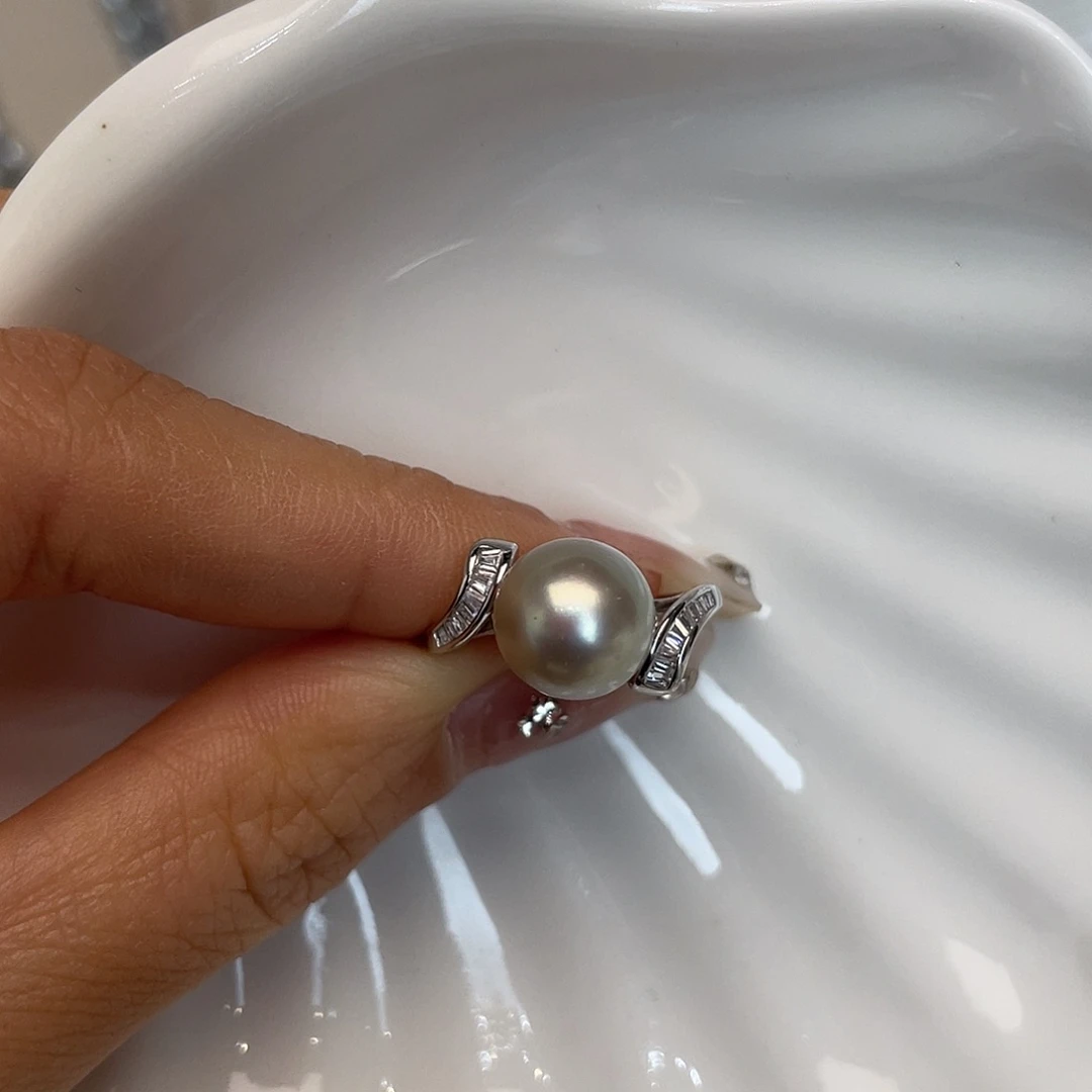 海水珍珠银S925镶嵌戒指