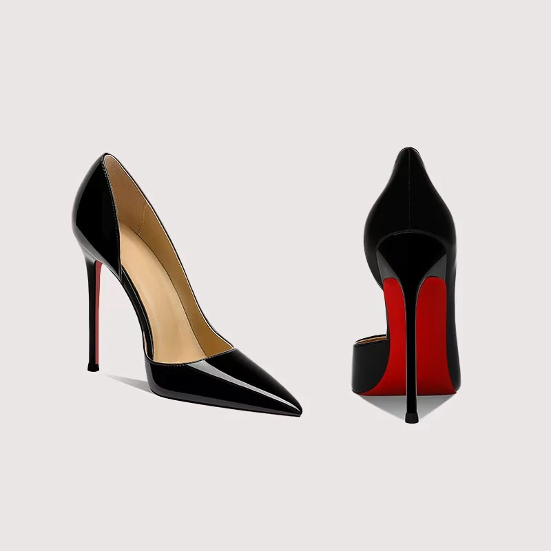 黑色尖头（编码链接001-200）细跟红底女士百搭宴会高跟鞋不累脚