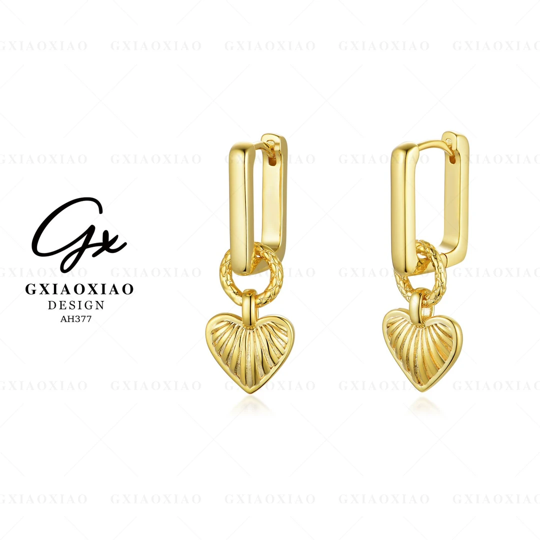 G XIAOXIAO 镀K金 【独特的心】轻奢简约百搭爱心耳环 AH377
