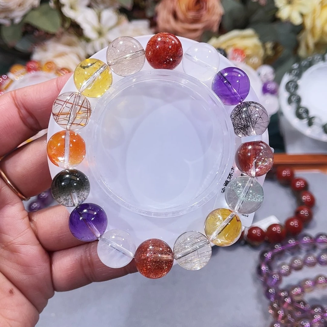 未镶嵌水晶手串定制、富贵色多宝、13+