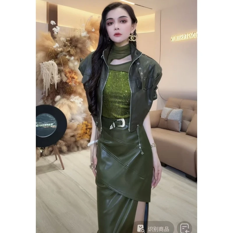【YING FASHION】莹老板-设计款百搭拉链皮衣外套 8020859 755