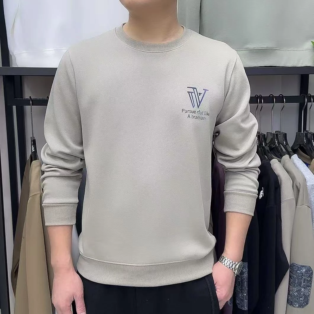 2025秋冬新款男上衣时尚卫衣套头潮流休闲韩版百搭圆领长袖字母V