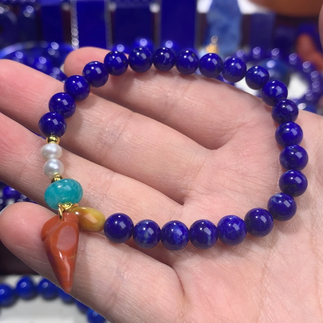 青金石未镶嵌6.7m手链定制