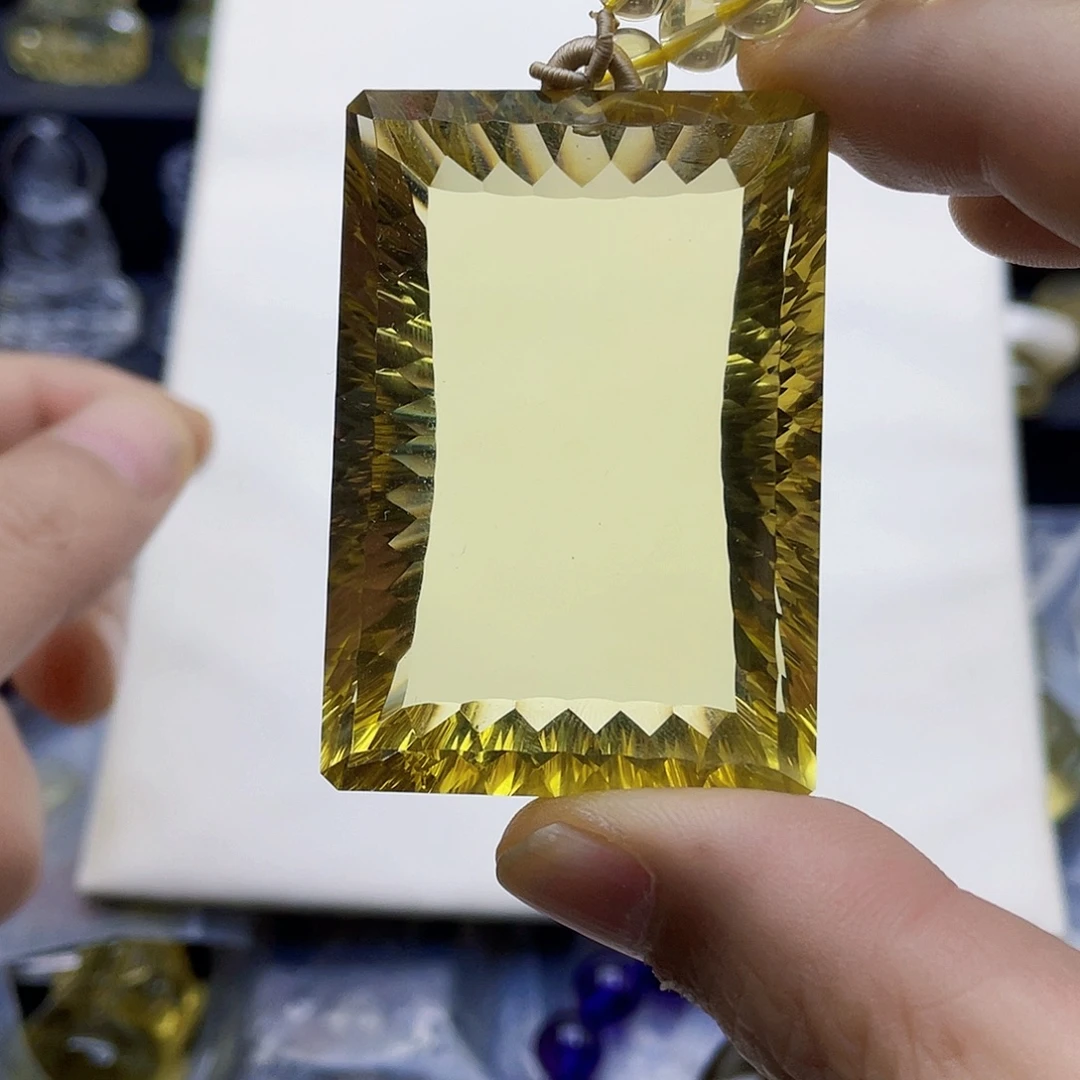 颈饰未镶嵌水晶黄水晶千禧面平安无事牌吊坠