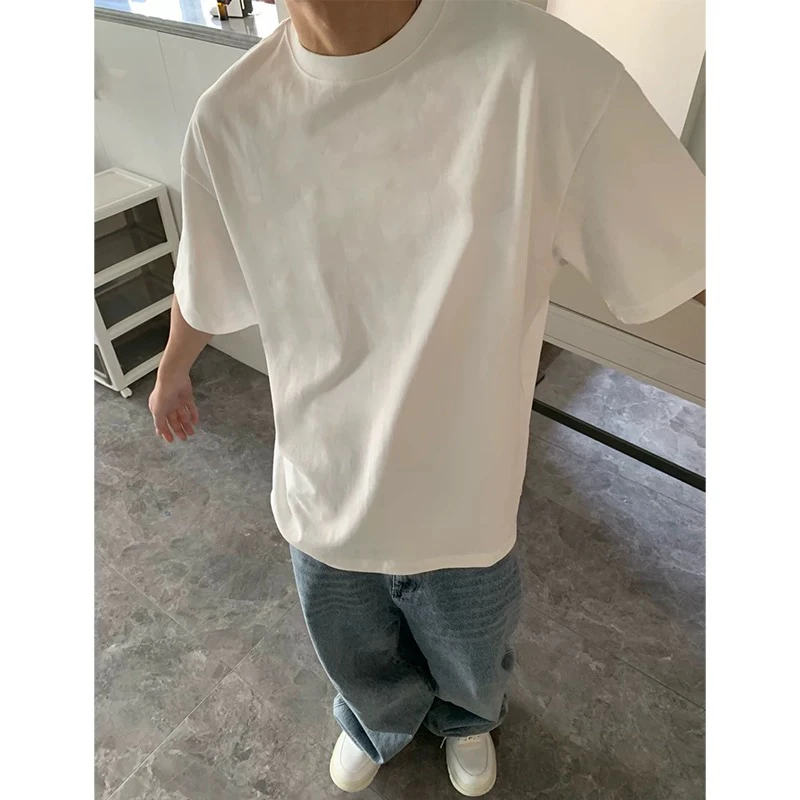 t恤男女同款白色 2025新款夏季宽松圆领百搭纯棉纯色短袖