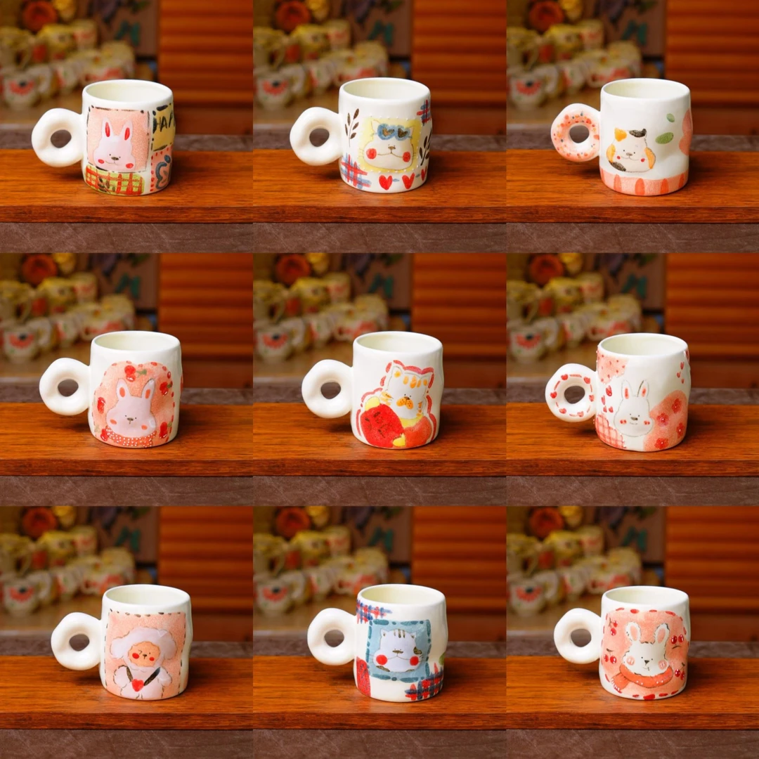 景德镇纯手工手绘马克杯咖啡杯