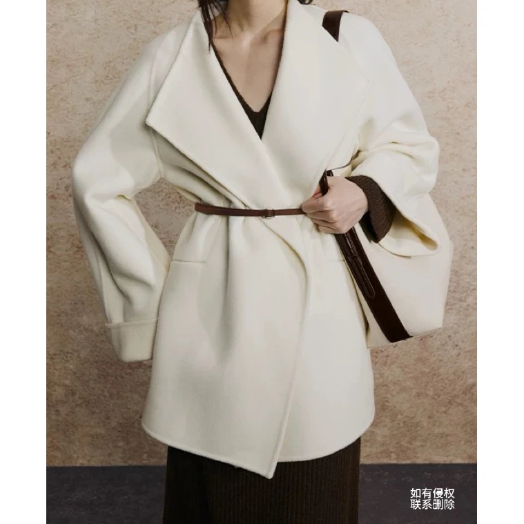 『朱小姐』 新款大翻领美利诺羊毛廓形外套 G443