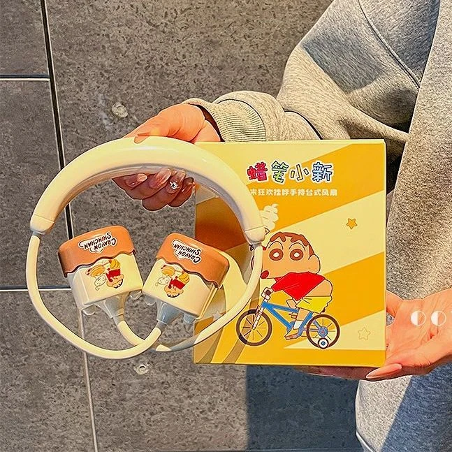 蜡笔小新联名小风扇便携新款高颜值学生上学挂脖风扇情侣生日礼物