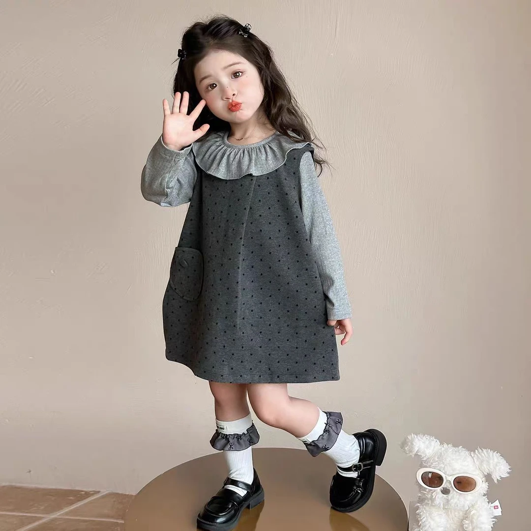 女童套装春秋款儿童背心裙打底衫两件套2025秋季新款女宝宝秋装