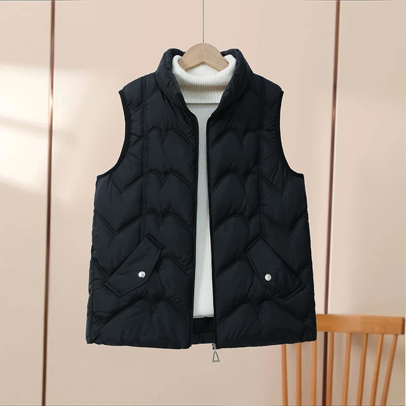 胖mm新款棉服马甲女百搭宽松短款外穿黑色2025秋冬马夹背心外套