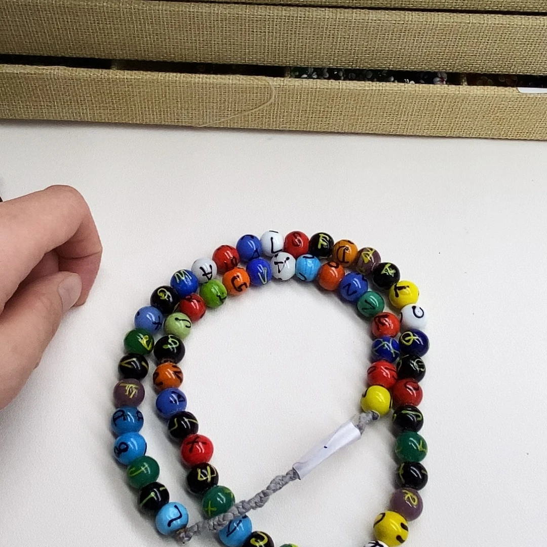 琉璃颈饰尼泊尔字母圆珠