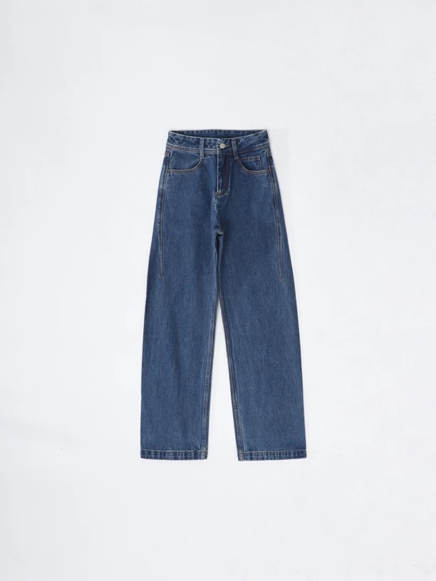 2025牛仔裤女春季轻奢质感大牛面料显高显瘦高腰无弹纯棉直筒裤