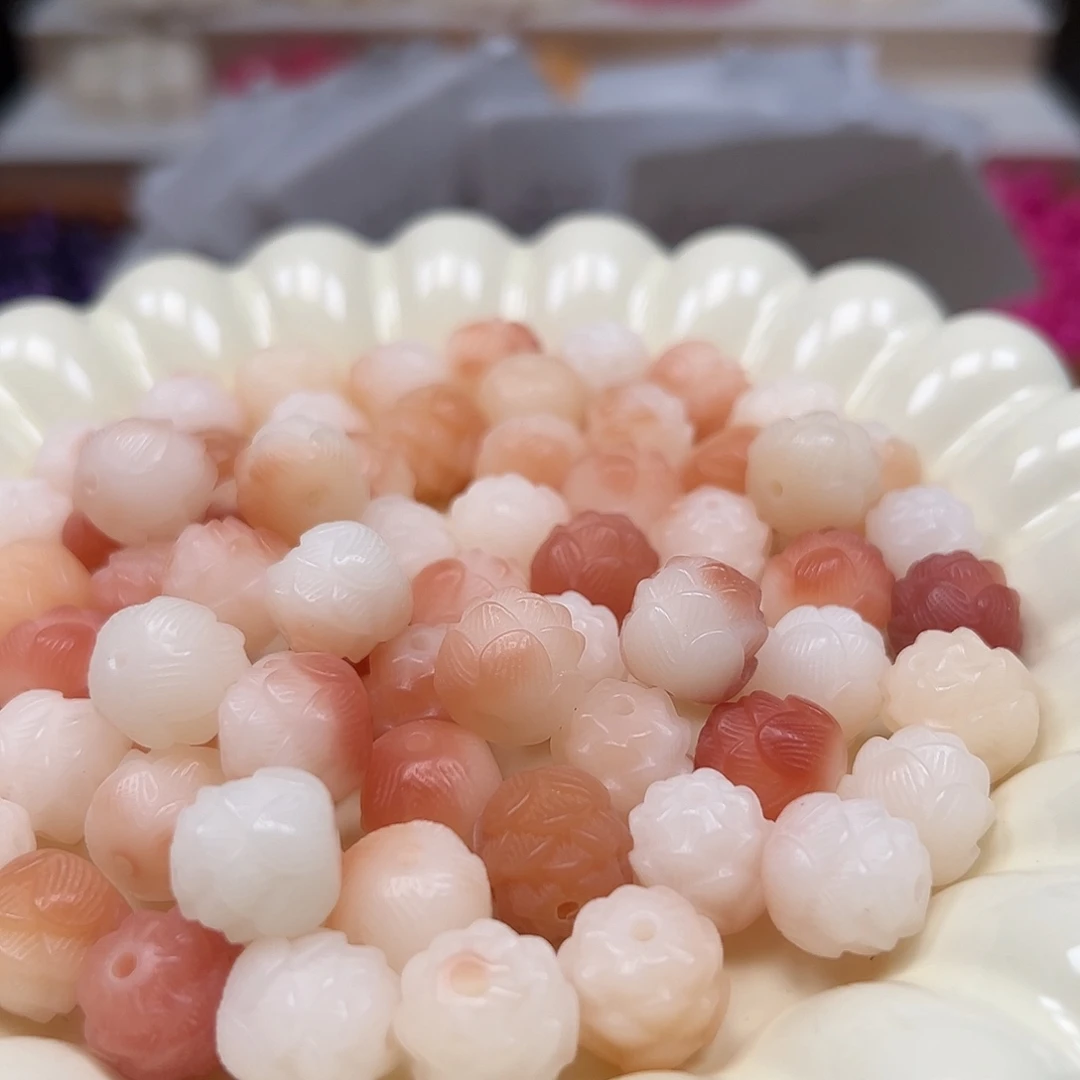 菩提根/象牙果手串卡12粉飘莲花23颗