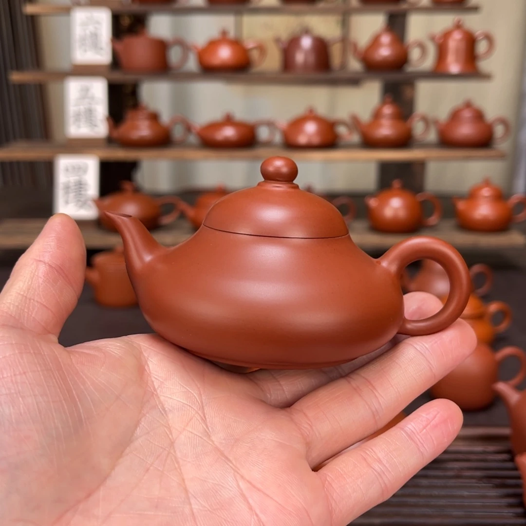 㿝***氼紫砂茶壶老朱泥矮梨120cc