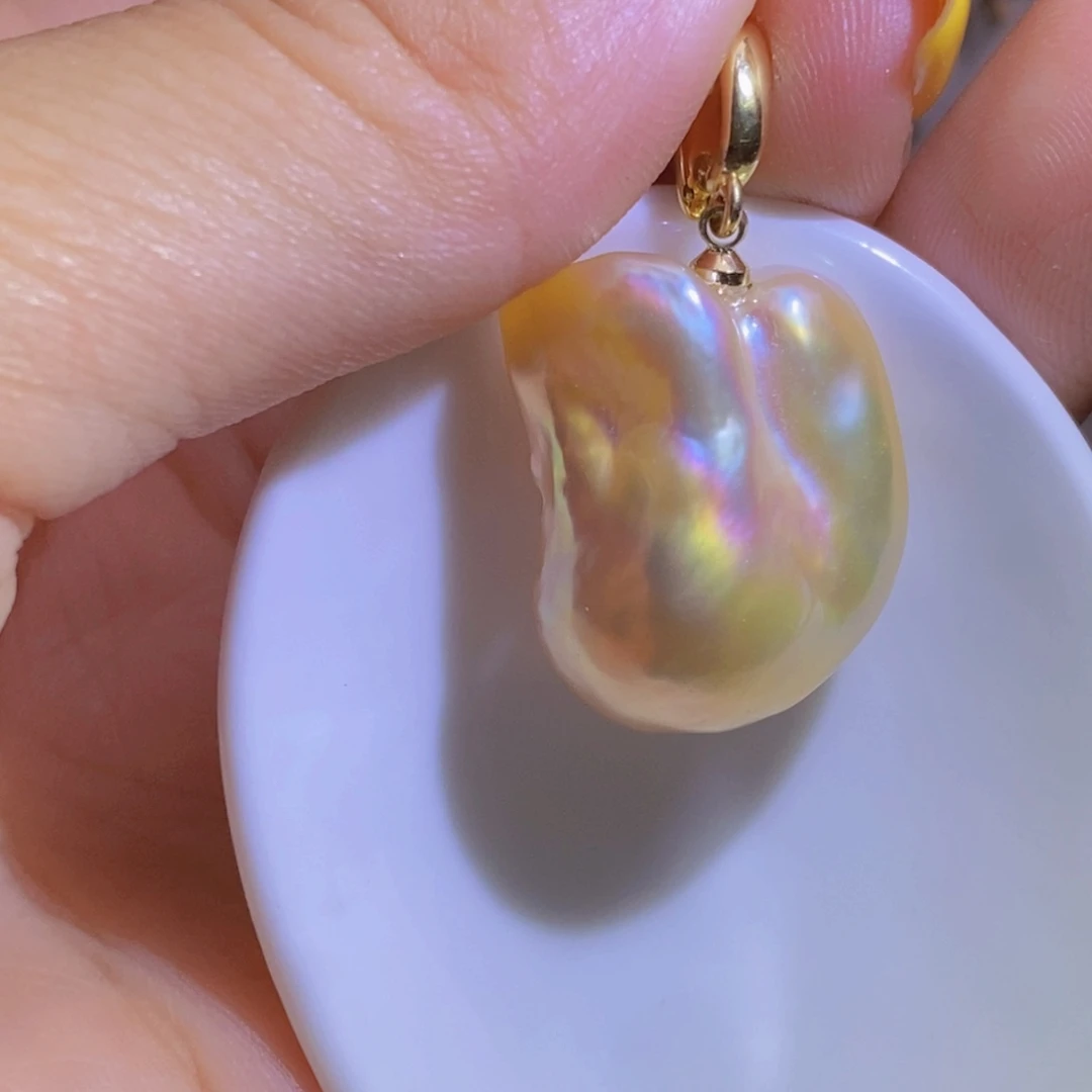 银S925镶嵌淡水珍珠天然淡水珍珠无染色无优化