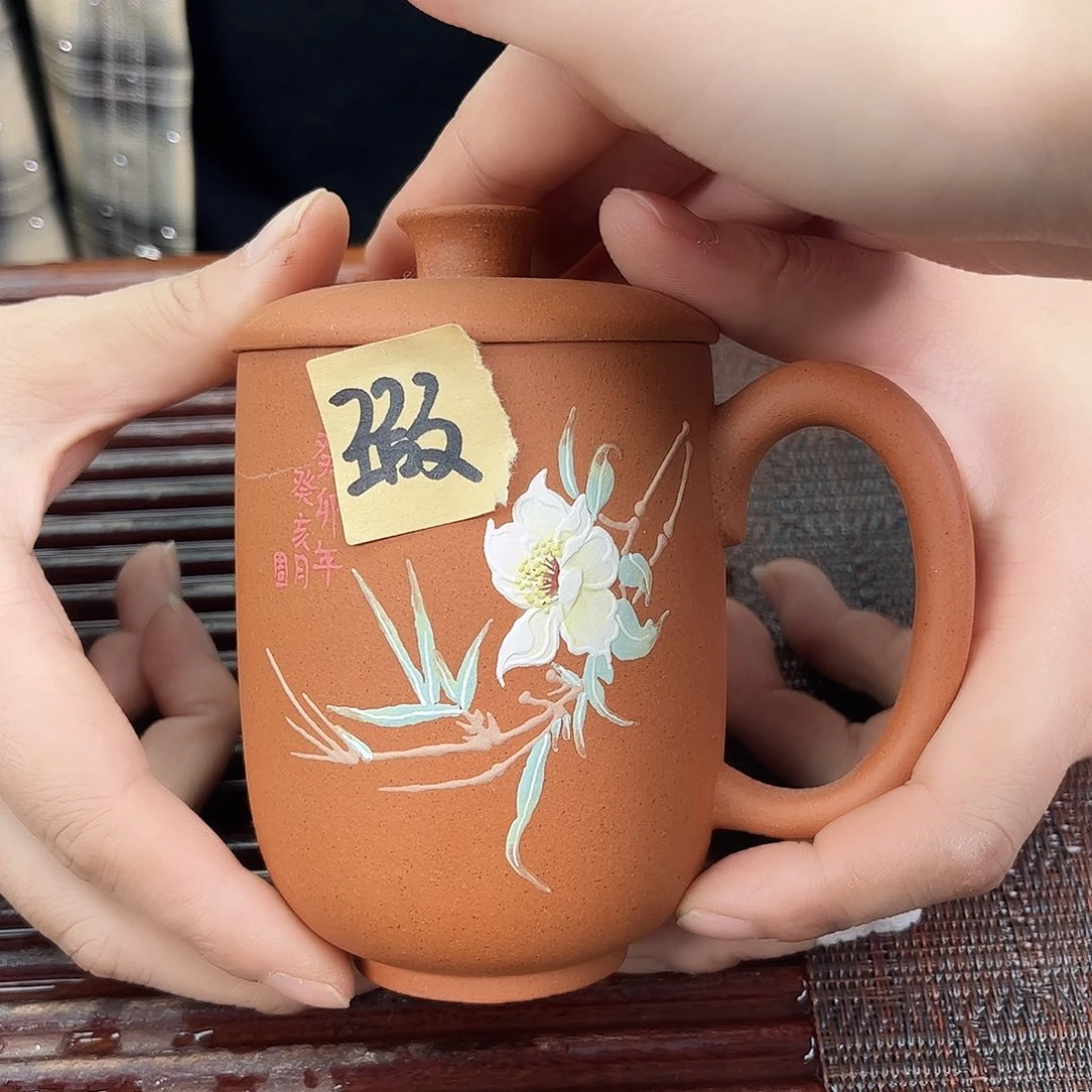 宜兴原矿紫砂全手工盖杯