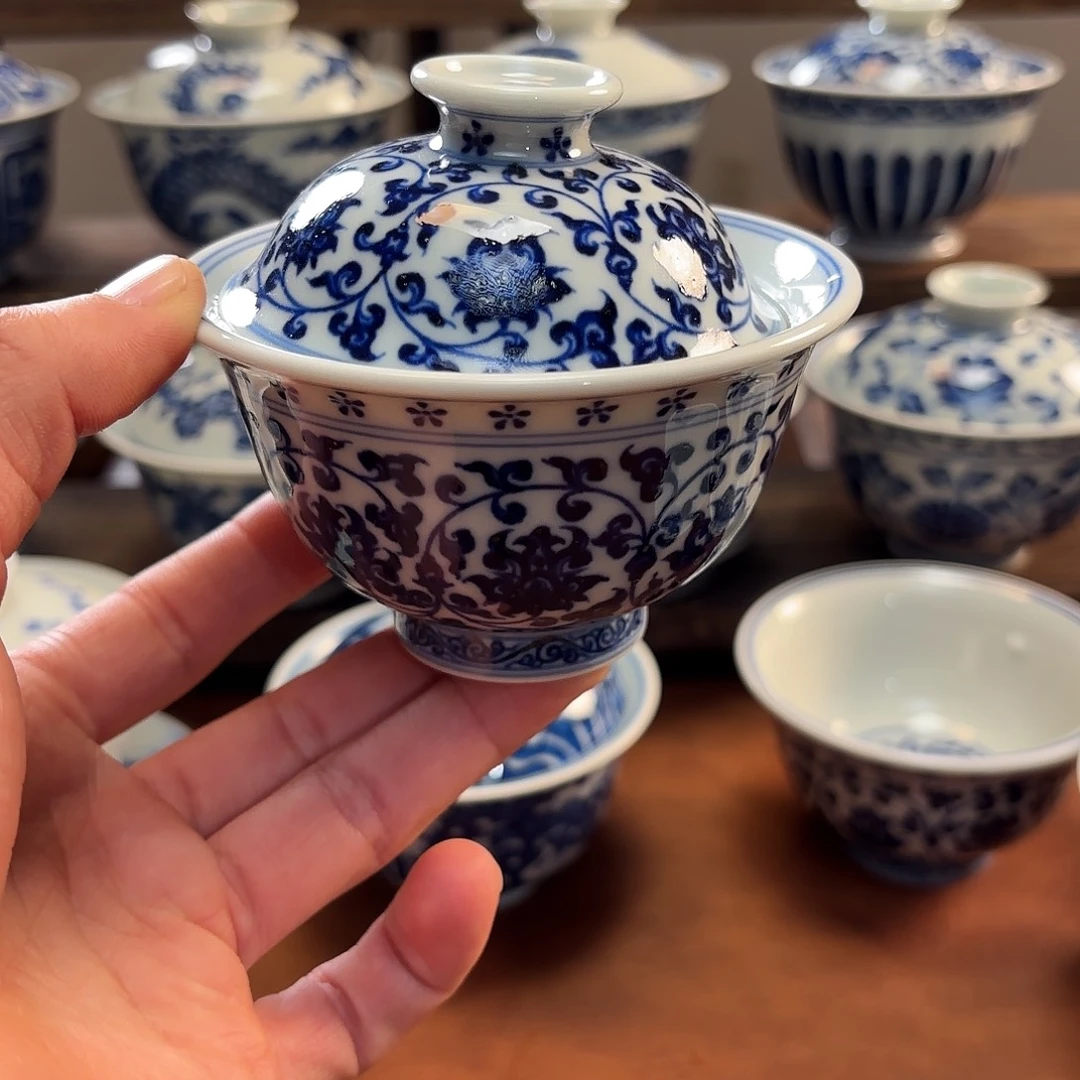 翛***法景德镇纯手工手绘盖碗