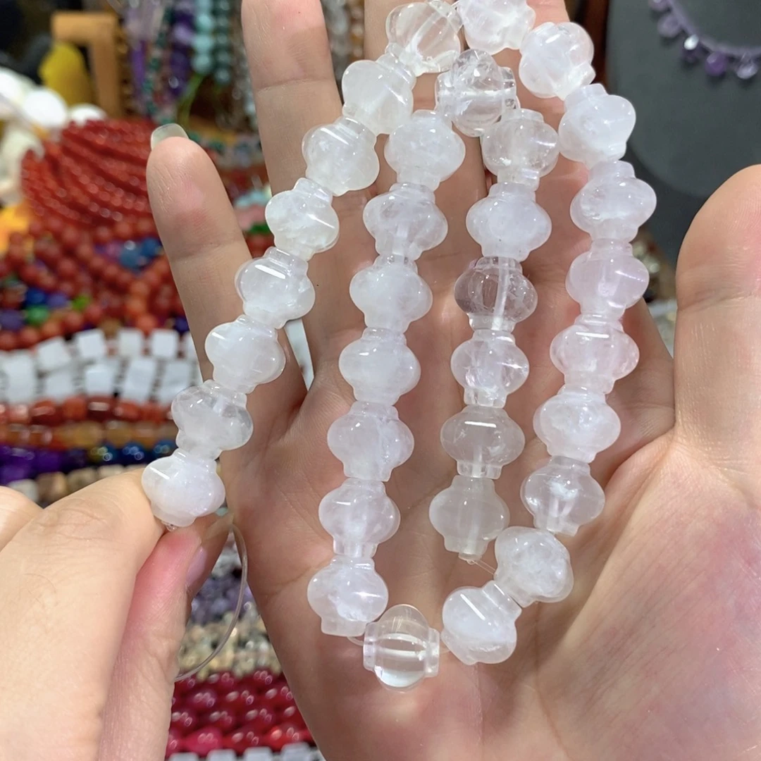 未镶嵌玛瑙/玉髓珠宝半成品天然白水晶灯笼一条卡14mm