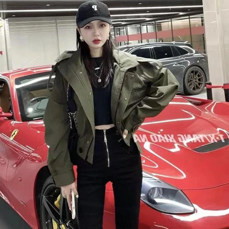 一线清货小个子短款风衣外套女春秋款夹克上衣超酷炸街冲锋衣