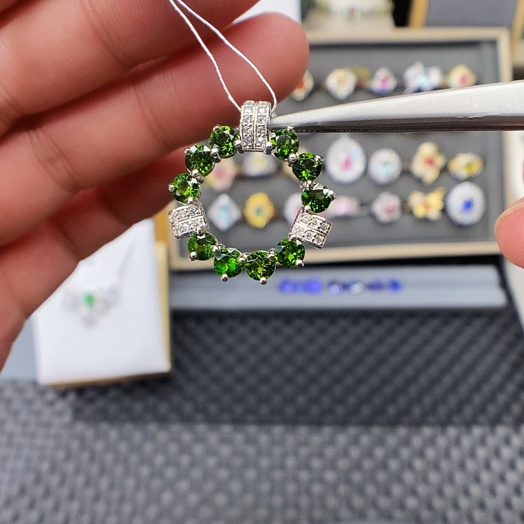 吊坠(不含链)银S925镶嵌蓝宝石