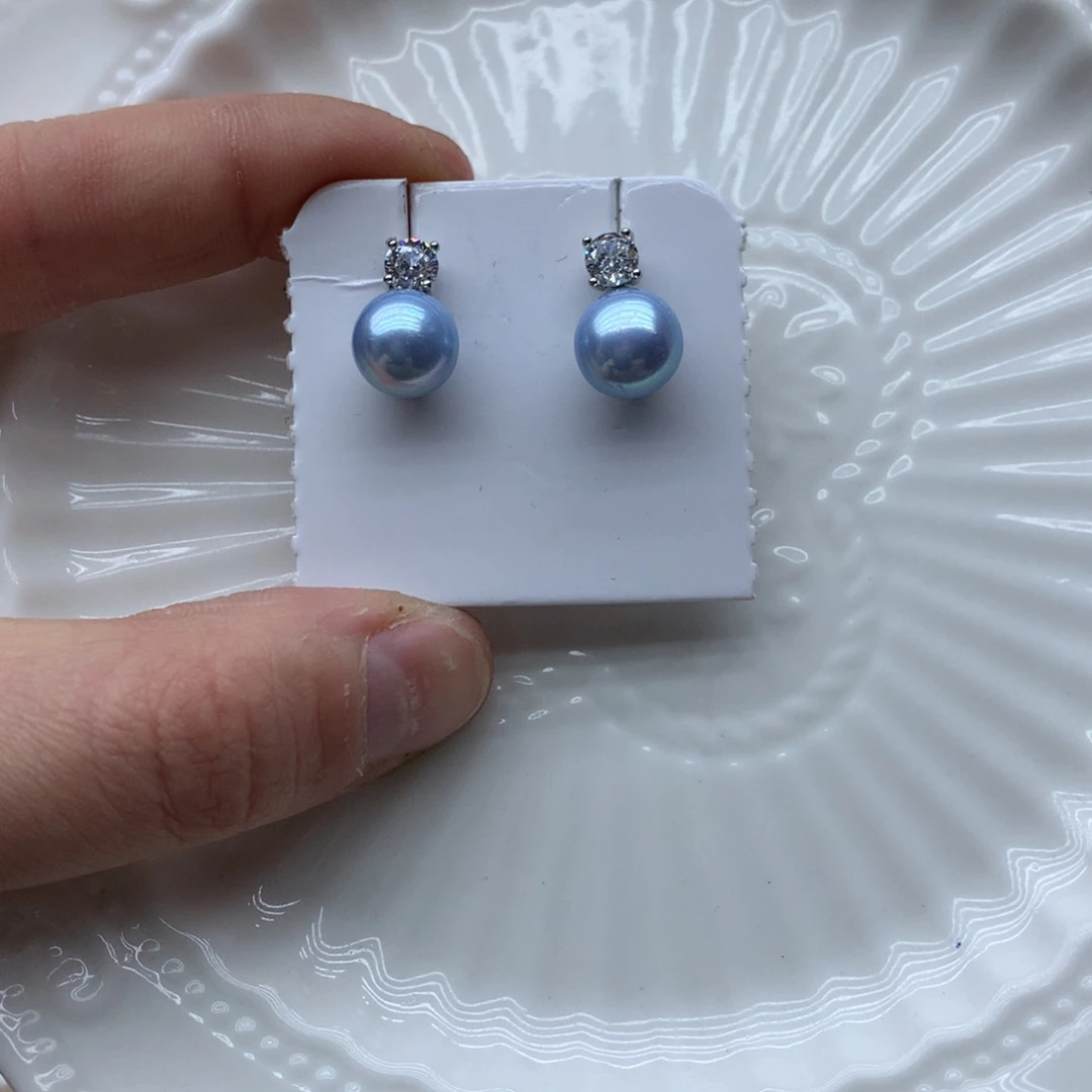 淡水珍珠8-9未镶嵌w90耳钉