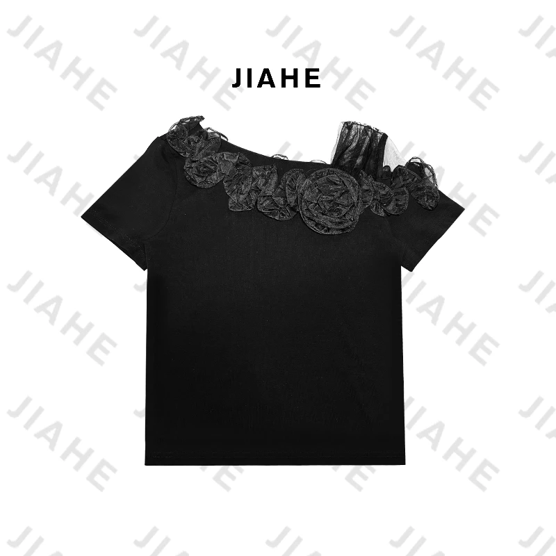 【珈禾直播】’黑珊瑚‘深圳南油轻奢立体绣花重工原创设计短袖2025