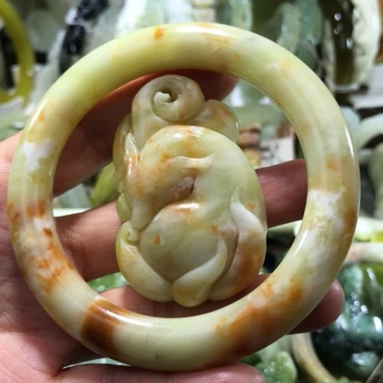 未镶嵌岫玉手把60