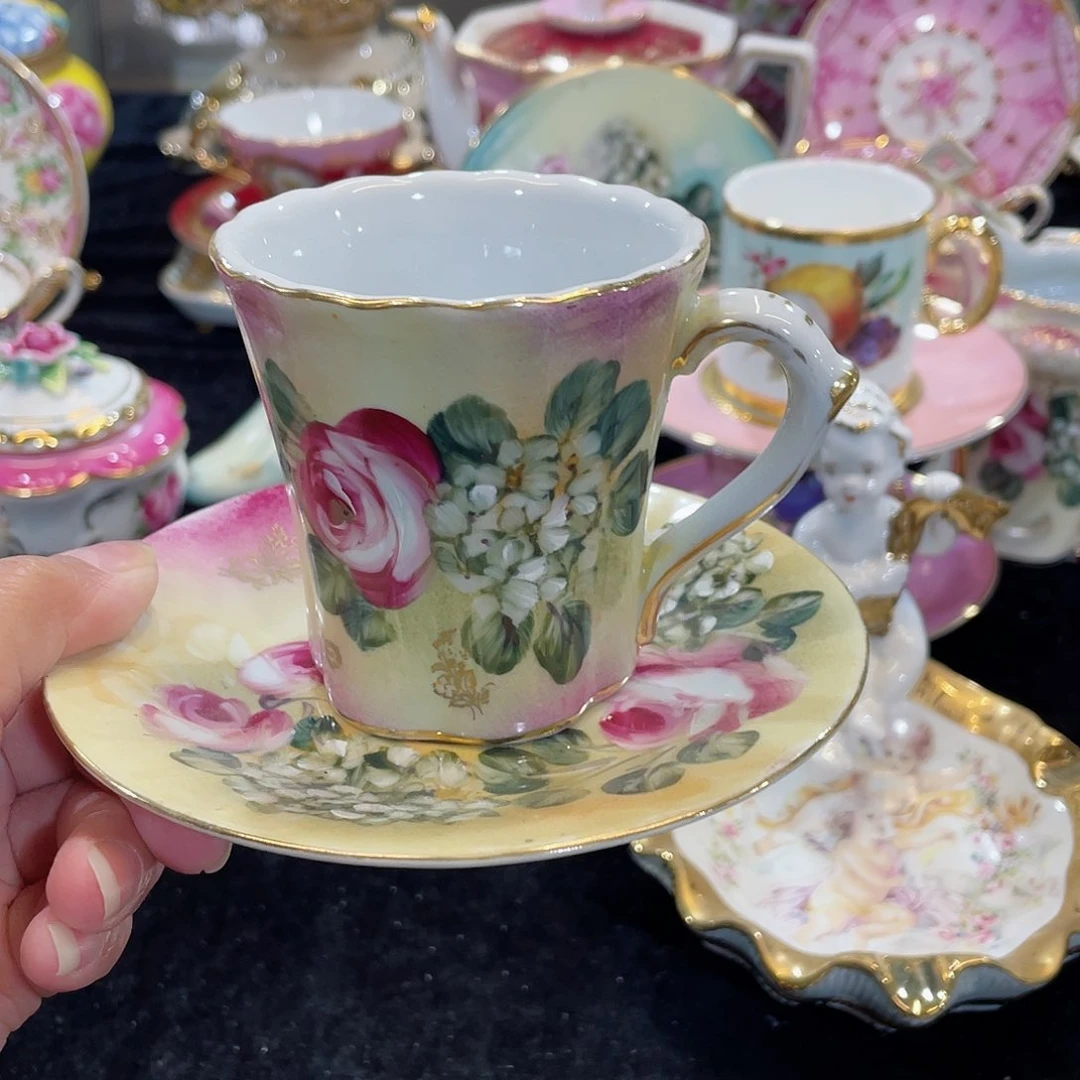 摆件手绘咖啡杯碟