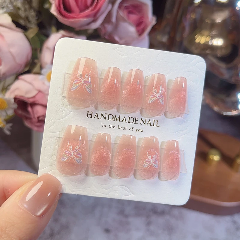 纯手工穿戴甲短款猫眼高级感显白气质2025新款美甲贴片可拆卸甲片