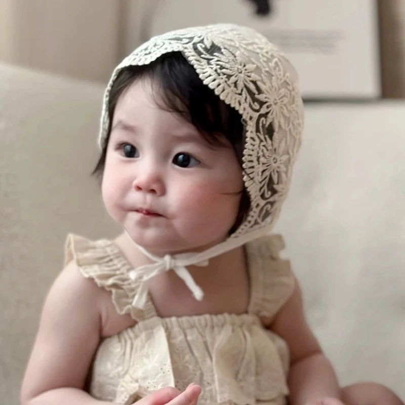 婴儿帽子春秋蕾丝花边公主外出婴幼儿周岁宴女宝宝宫廷帽夏季薄款