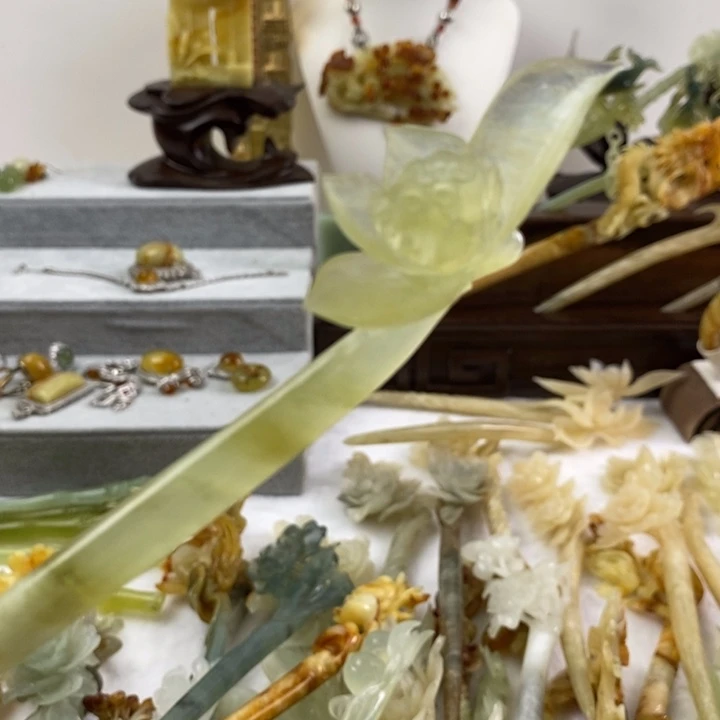 【闪购商品】蛇纹石玉合金发饰