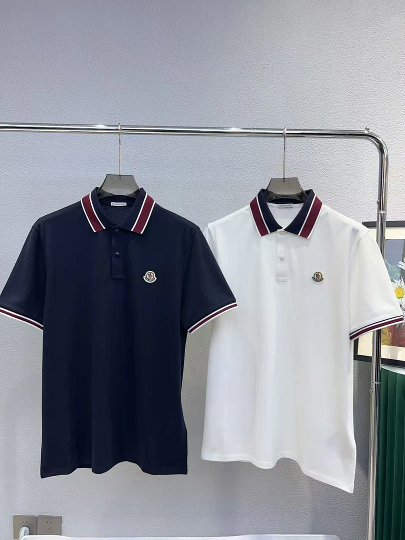 全新未使用Moncler盟可睐 钢扣设计男士藏蓝色短袖polo衫 8A00018