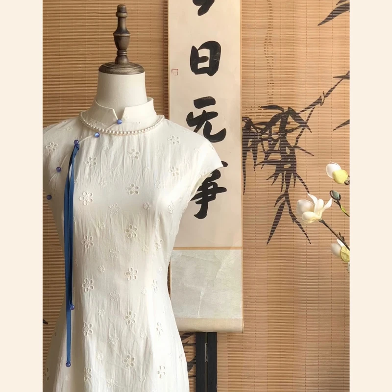 【云水谣】新中式改良旗袍日常气质立领短袖渐变色国风连衣裙长款