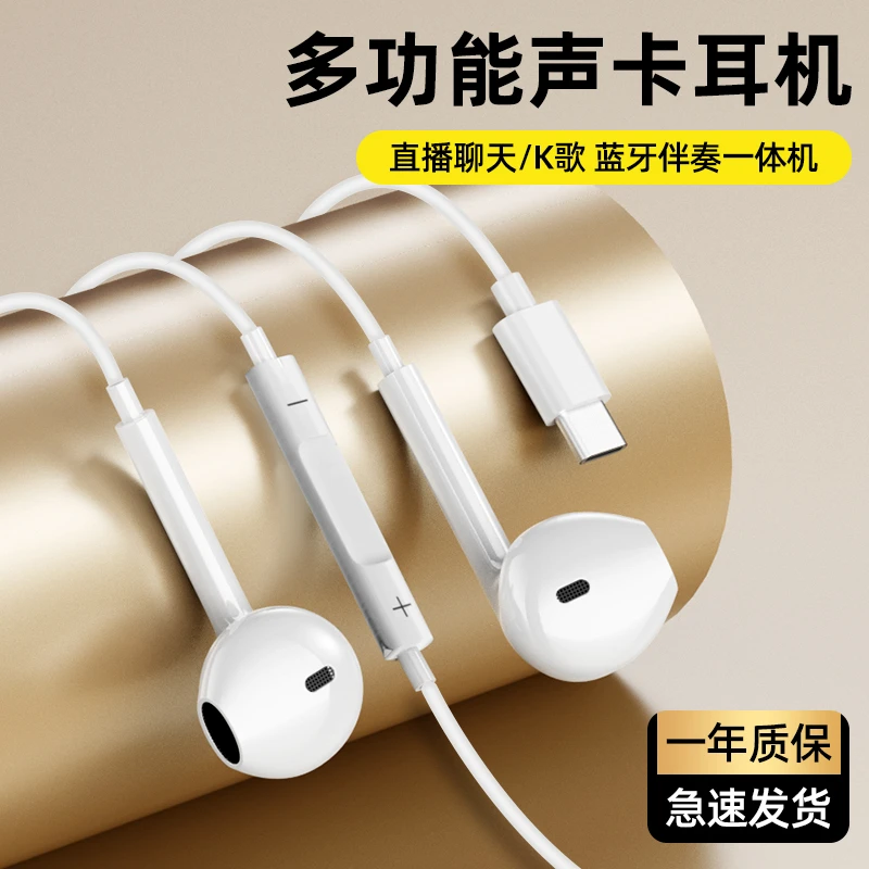 多功能有线耳机唱歌K歌主播专业通用数码麦克风耳机TYPE-C话筒