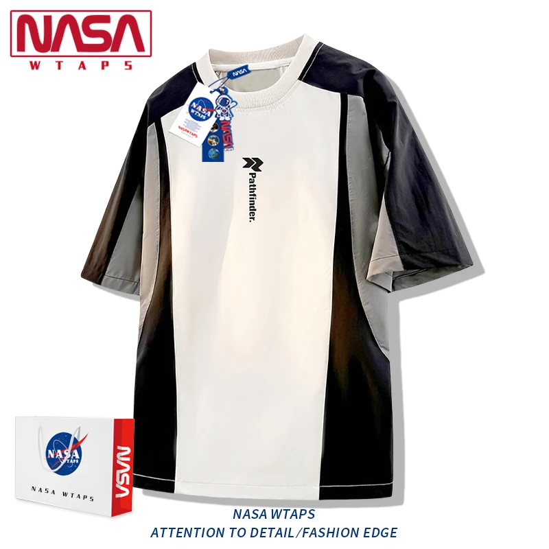 NASA WTAPS美式速干运动短袖T恤男夏季薄款拼接撞色宽松半袖球服