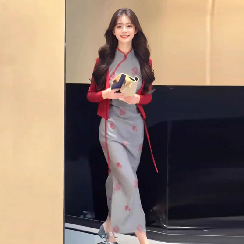 新中式国风改良旗袍连衣裙复古高级感名媛御姐气质包臀长裙2025春