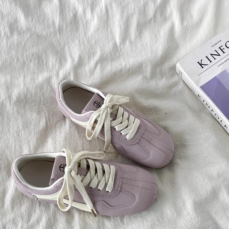 爆款小众紫色德训鞋女2025新款春季百搭多巴胺运动休闲鞋阿甘板鞋