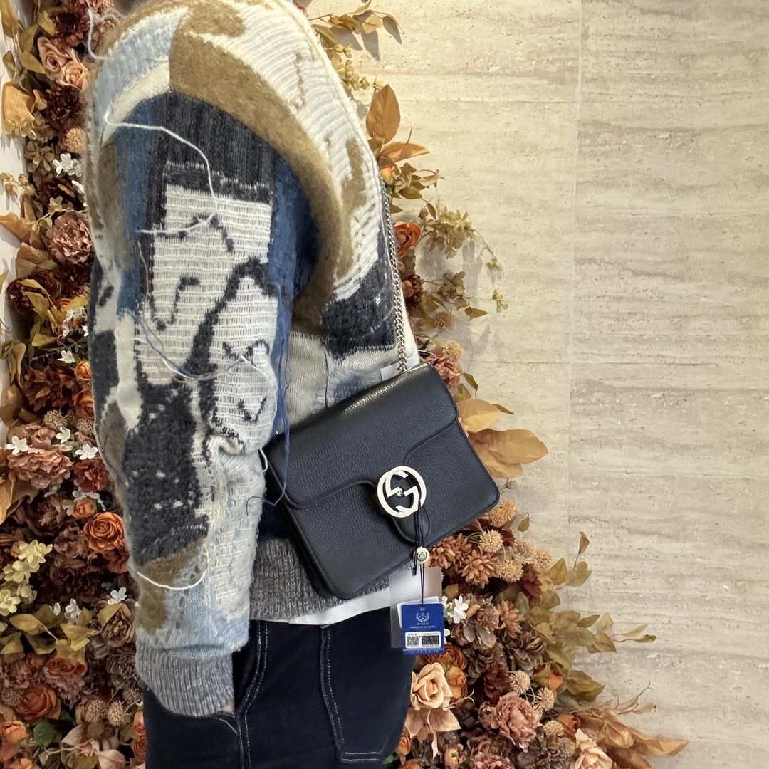 95新 GUCCI/古驰 冰冰中古/GUCCI/古驰/黑色风琴包