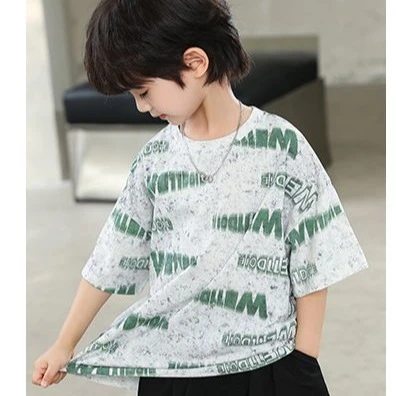 夏季童装男童痞帅短袖T恤中大童儿童男孩纯棉2025夏装新款上衣潮