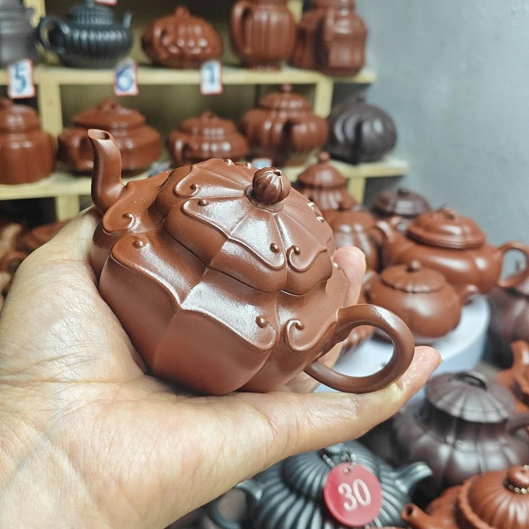 宜兴紫砂壶筋纹器半手工制作赵庄朱泥容量一佰四十CC