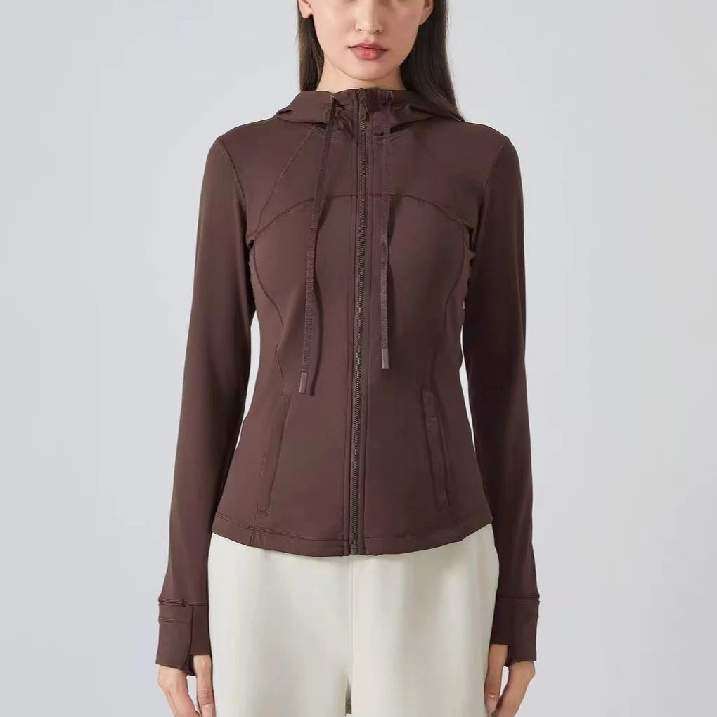 连帽裸感夹克运动休闲拉链外套修身显瘦跑步瑜伽健身长袖WT806