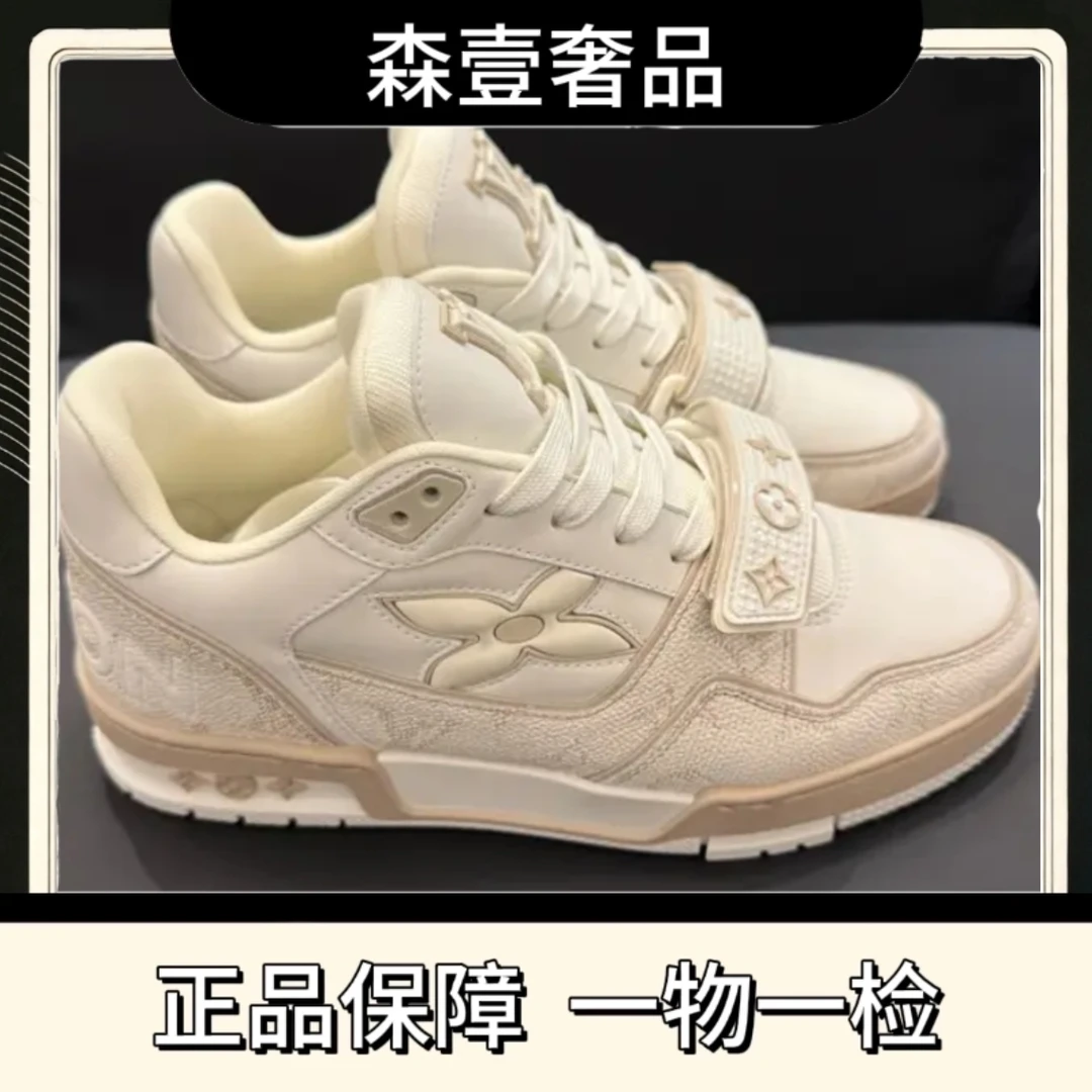 未使用 LouisVuitton/路易威登 LV25新款trainer米白色魔术贴