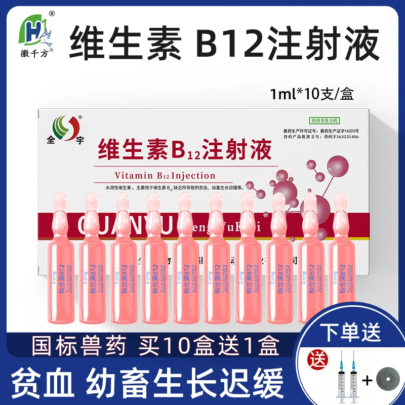 维生素b12注射用液针剂兽用宠物神经炎注射狗狗维b猪牛羊正品兽药