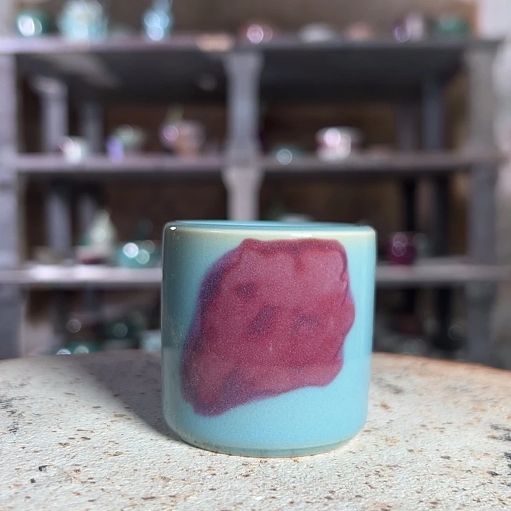 瓷片钧瓷杯子摆件茶宠617