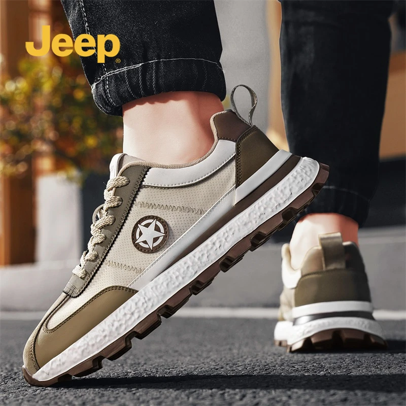 Jeep吉普男款运动鞋2025夏季新款户外轻便潮流男士休闲减震阿甘鞋