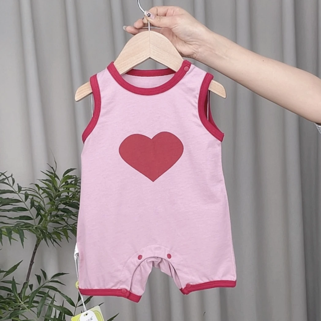 爱心背心连体婴幼儿连身衣宝宝短爬哈衣爬爬服无骨新生儿衣服大悦