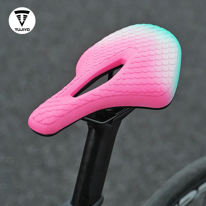 TUJIYD自行车中空透气防滑减震自行车坐垫柔软适用公路车炫彩坐垫