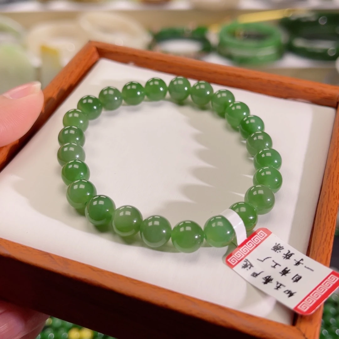 和田玉（碧玉）手链未镶嵌碧玉卡8